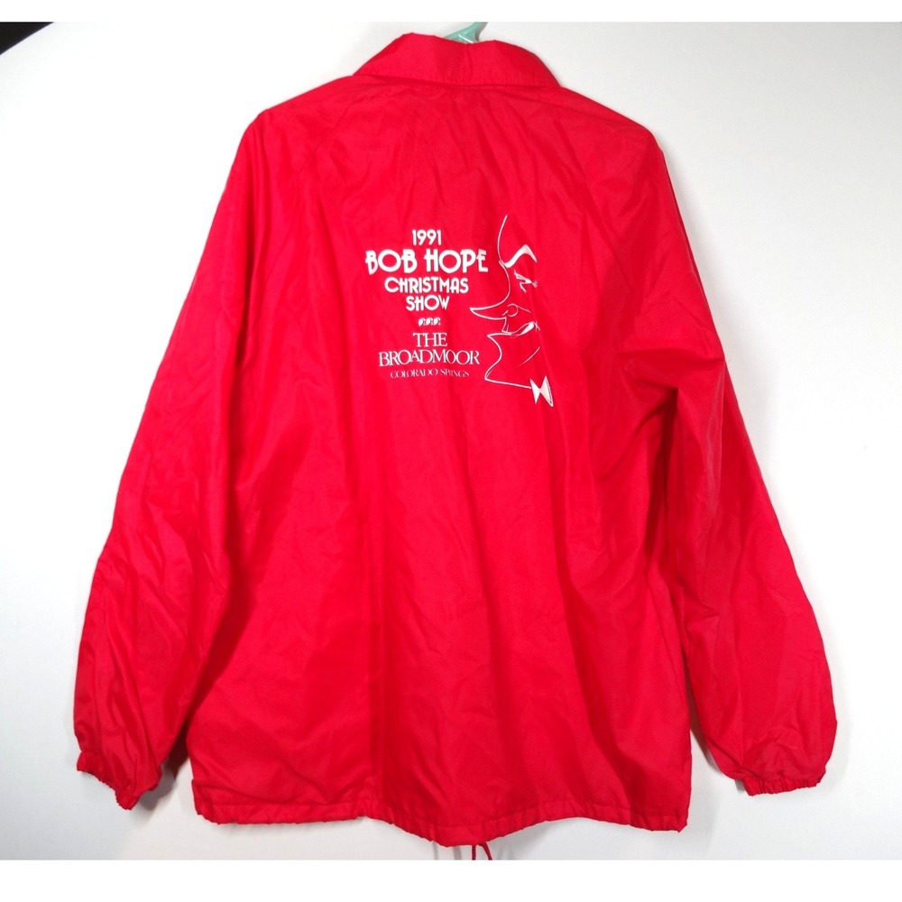 Vintage 1991 Bob Hope Christmas Show SportsMaster Coaches Jacket Mens Large Red